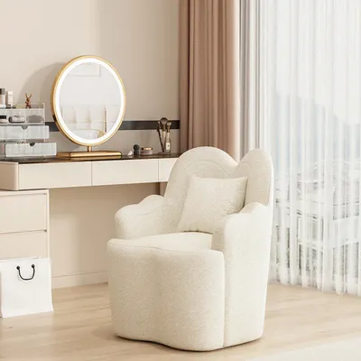Produktbild von Rückenstuhl Einzelsofa Schminkstuhl Sofa-Sessel Kosmetikstuhl Armlehnenstuhl Beige【KDDZ98632】