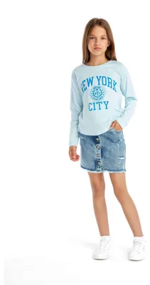 Produktbild von Minoti T Shirt Baumwolle langarm Blau Gr. 122 für Mädchen