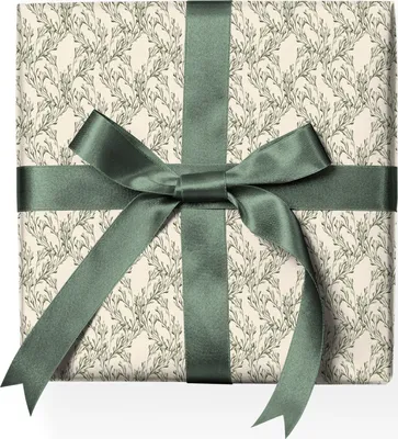 Produktbild von Klassisches Botanisches Geschenkpapier mit Blatt-Ranken, beige grün - G22128, 32 x 48cm