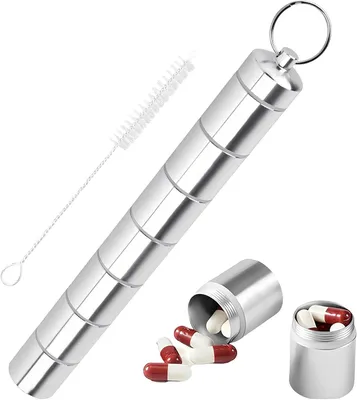 Produktbild von 7-in-1 Pillendose Schlüsselanhänger Metall Mini