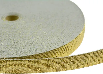Produktbild von 1m Glitzer-Gummiband Meterware Gummiband Größen Farbwahl, Glitzer Band elastisch, Größe:15mm, Farbe:gold