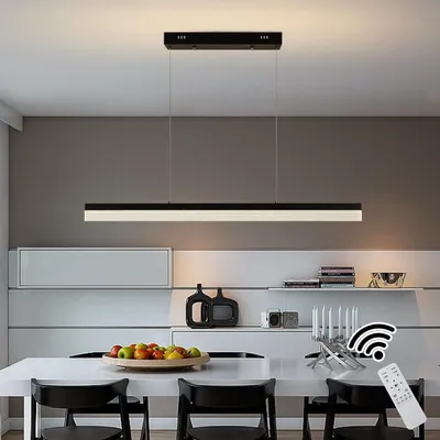 Image de Suspension LED moderne Lustre avec télécommande 90 cm Noir
