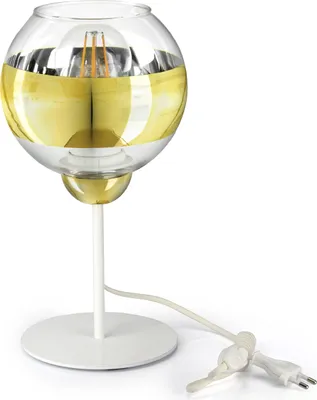 Produktbild von LUXOLAR Led Tischleuchte mit Schalter Weiß-Gold - Gold-transparent  Glas Schreibtischlampe E27, 60W - Nachtlampe für Schlafzimmer