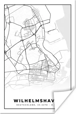 Produktbild von MuchoWow® Poster Wilhemshaven - Karte - Stadtplan 40x60 cm - Plakate für die Wand - Poster Babyzimmer