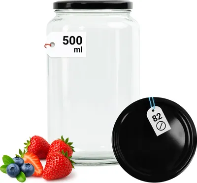 Immagine prodotto di Barattolo da 500 ml con coperchio in metallo fi82 - Per marmellate, porridge, conserve e conservazione degli alimenti
