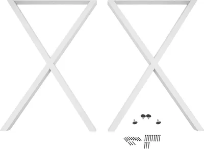 Produktbild von Tischbeine - X-förmige Stahlbeine - 2 Stück - 50×71 cm - Tragkraft 200 kg - Rostbeständig - Weiß