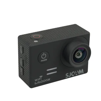 A black SJCAM SJ5000X action camera is shown against a white background.