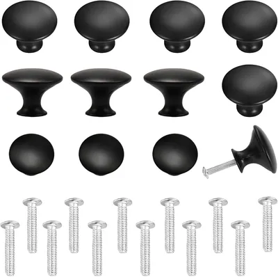 Produktbild von Möbelknöpfe 12 Stück, 30 mm, rund, schwarz, Zinklegierung, für Schrank