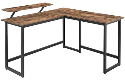 Produktbild von L-förmiger Eckschreibtisch im Industriestil mit Monitorständer