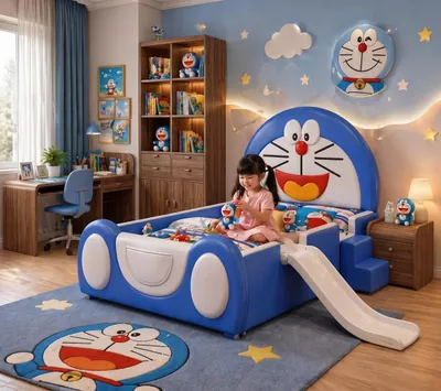 Obrázek produktu pro Modré dětské postýlka s odstupňovanou konstrukcí a skluzavkou, vhodná pro chlapce i dívky