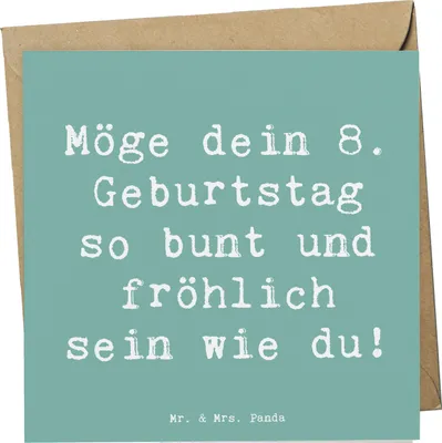 Produktbild von Mr. & Mrs. Panda Grußkarte Spruch 8. Geburtstag Freude - Meeresbrise - Geschenk, Klappkarte, anlasskarte, herzliche Glückwünsche, Glückwunschkarte, 8 Jahre alt, Alter