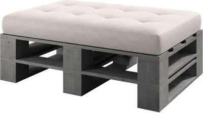 Produktbild von Lermowood Palettenmöbel Mp Hocker 100 x 60 x 30 cm Grau | Europaletten Indoor und Outdoor Lounge Gartenmöbel Holz Gartenmöbel Set Lounge Möbel Terrasse Balkon Loft Stil Paletten