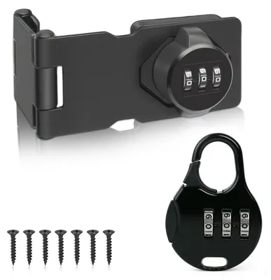 Imagen del producto de Cerradura de combinación de tres dígitos con candado y tornillos