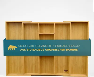 Produktbild von Roxlin Größenverstellbarer Bambus Besteckkasten für Küchenschubladen - Schubladentrenner Küche - Besteck Organizer 7 bis 9 Fächer - ausziehbare Schubl