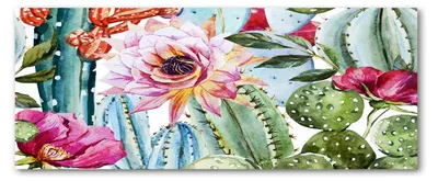 Produktbild von Tulup® Küchenrückwand Spritzschutz aus Glas -125x50 -Spritzschutz auf gehärtetes Glas Deko Blumen Pflanzen Kakteen Blumen
