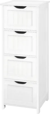 Produktbild von Badschrank Schmal mit 4 Schubladen – Freistehend – Lichtgrau – MDF – Platzsparender Aufbewahrungsschrank – 30 × 82 × 30 cm