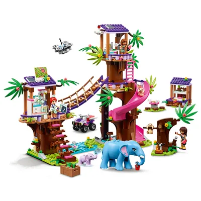 Produktbild von LEGO 41424 Friends Tierrettungsstation im Dschungel, Spielzeug ab 8 Jahren mit Baumhaus, Mini Puppen Andrea, Mia & Olivia und Mini Tierfiguren