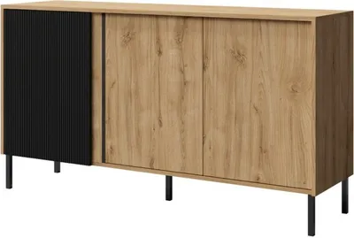 Produktbild von Sideboard Mia 2 Kommode 145X80X41 Cm 3 Tüen Eiche Ewig/Schwarz