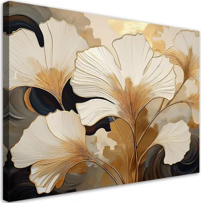 Produktbild von Leinwandbild Blätter Natur Botanisch 120x80 Feeby Beige bild für die wand bereit zum aufhängen