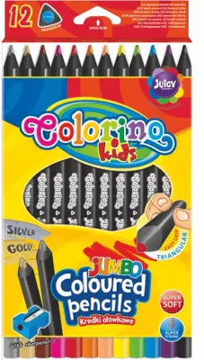 Imagen del producto de Lápices de colores triangulares JUMBO, color , de madera, con sacapuntas, 12 colores