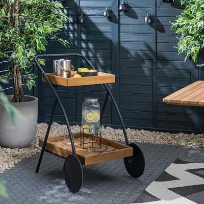 Produktbild von home24 Gartenservierwagen - Teilmassivholz Akazie / Aluminium - Braun