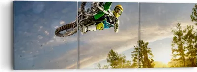 Produktbild von Bild auf Leinwand - Leinwandbild - Motorrad Extrem Spaß Wettbewerbe - 90x30cm - Wand Bild - Wanddeko - Leinwanddruck - Bilder - Kunstdruck - Wanddekoration - Leinwand bilder - Wandkunst - CA90x30-2854