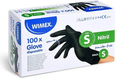 Obrázok produktu pre rukavice jednorazové, nitrilové, nepudrované, čierne S (100ks v bal.) 68190