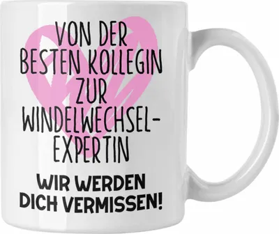 Produktbild von Trendation - Mutterschutz Geschenk Kollegin Tasse Abschied Werdende Mama Abschiedsgeschenk Arbeitskollegin Von Bester Kollegin Zur WIndelwechsel-Expertin (Weiß)