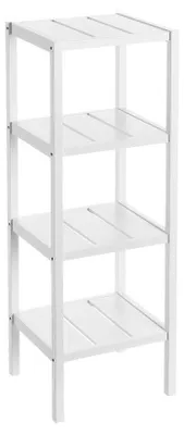 Produktbild von Bodenregal mit 4 Einlegeböden aus MDF in Weiß, 37 x 33 x 140 cm