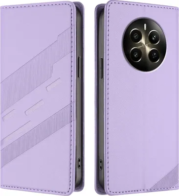 Image de Etui pour Realme 12+, étui portefeuille en cuirPolyuréthaneavec fente pour carte et fonction stand Violett