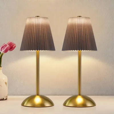 Obrázek produktu pro ZMH noční lampa sada 2 stolních lamp dobíjecí LED stolní lampa bezdrátová stmívatelná dotyková lampa do ložnice s USB látkové stínítko noční lampa