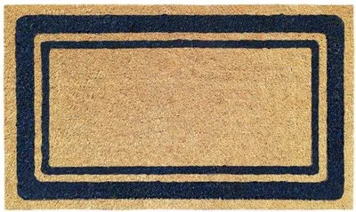 Obrázek produktu pro Ibenzoa® Kokosová podložka pod nohy, 100% kokosová vlákna, 40 x 70 cm – s modrým lemem, gumová spodní strana, protiskluzová a voděodolná, vhodná pro použití v interiéru i exteriéru
