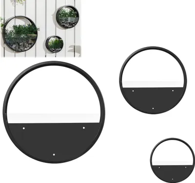 Produktbild von Blumentöpfe 3er-Set Wand-Pflanzgefäße für Sukkulenten & Kakteen, Wandvase aus Stahl in Schwarz, ideal für Garten & Wohnzimmer