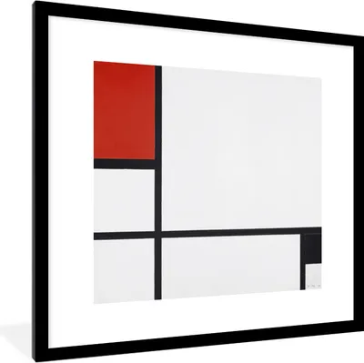 Produktbild von MuchoWow® MuchoWow® Gerahmtes Poster Komposition - Piet Mondrian 40x40 cm - Poster mit zchwarzem Bilderrahmen - Poster - Plakat im Rahmen