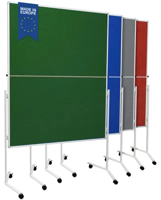 Produktbild von Moderationstafel FOLD - Filz-Metaplanwand 120x150 cm - klappbar Grün - Moderationswand mit Filz- Oberfläche & Rollen - mobil & beidseitig nutzbar