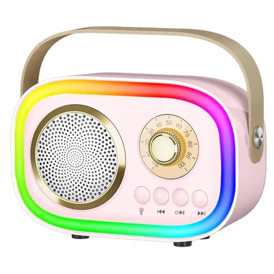 Produktbild von Karaoke Maschine, mit 2 Karaoke Mikrofonen, Tragbare Bluetooth Lautsprecher,mit 4 LED & 12 Stimmeffekten, für Home Party,Picnic,Outdoor