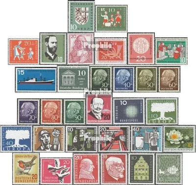 Produktbild von Briefmarken BRD (BR.Deutschland) 1957 Mi 249-280 (kompl.Ausg.) Jahrgang 1957 komplett in den Hauptnummern postfrisch Eingliederung des Saarlandes