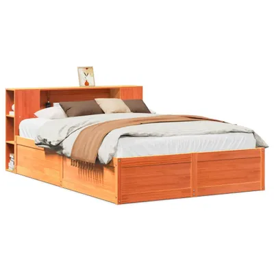 Produktbild von vidaXL Massivholzbett ohne Matratze Wachsbraun 135x190 cm Kiefernholz