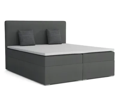 Produktbild von Boxspringbett BOSTON 200x200 cm Velour Paros 6 Dunkelgrau Komplettbett inkl..Taschenfederkernmatratzen 7 Zonen H4 Polsterbett