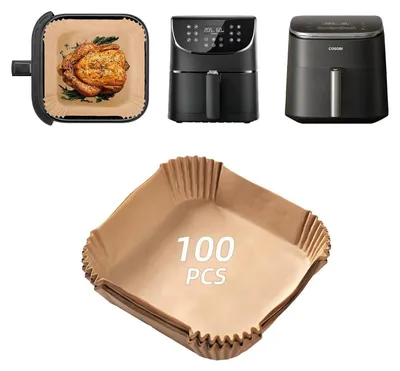 Image de Papier sulfurisé pour friteuse à air, 100 pièces, compatible avec les friteuses à air COSORI de 5,5L, 6L et 10,8L