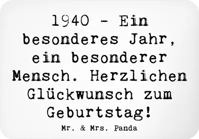 Produktbild von Mr. & Mrs. Panda magnet Spruch 1940 Geburtstag - Weiß - Geschenk, zettelhalter, Geschenke, Happy Birthday, Kühlschrankmagnet, Liebevolle, Erinnerungen, whiteboardmagnet