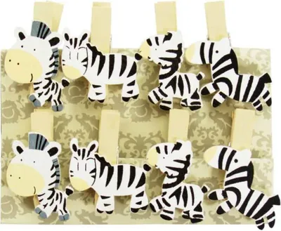 Produktbild von Oblique Unique 8 Mini Wäscheklammern Holz Miniklammern Deko Klammern - Zebras