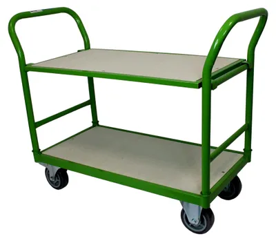 Produktbild von Tischwagen mit 2 höhenverstellbaren Etagen, 250 kg Tragfähigkeit, grün