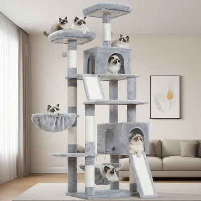 Image de Arbre à chat d'intérieur avec griffoir et plateformes