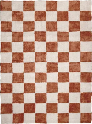 Produktbild von Volero - Teppich Kariert - Blox Terracotta Weiß - 120x170 cm - Wohnzimmer, Schlafzimmer, Büro - Retro