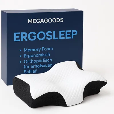 Produktbild von Memory Foam Nackenkissen ergonomisch orthopädisch für erholsamen Schlaf DE.
