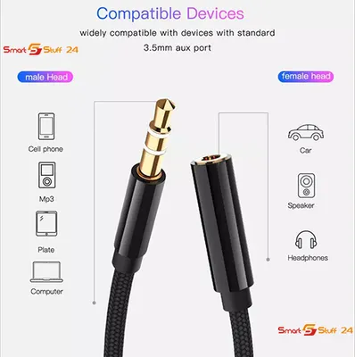 Produktbild von 3,5mm Audio Verlängerungskabel male zu Female für Auto Kopfhörer Lautsprecher 1M