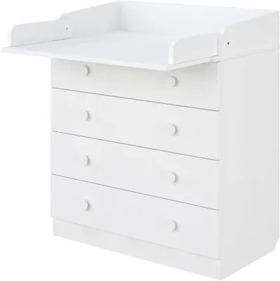 Immagine prodotto di Comò per neonati - Mobiletto per la cameretta del bambino - Fasciatoio - Piano fasciatoio pieghevole - 80x48x92 cm - Bianco