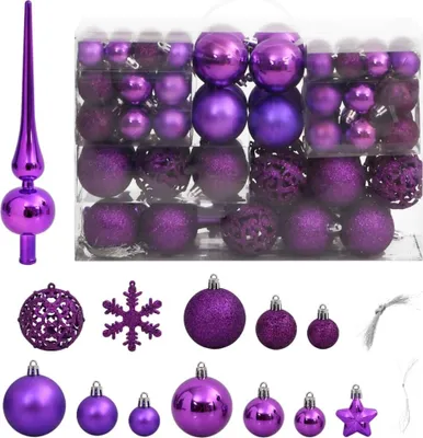 Produktbild von 111-tlg. Weihnachtskugel-Set Lila Polystyrol