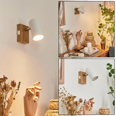 Produktbild von Gambellara »Gambellara« Wandlampe aus Metall in Natur/Holzoptik/Chrom/Weiß